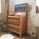Commode vintage en rotin