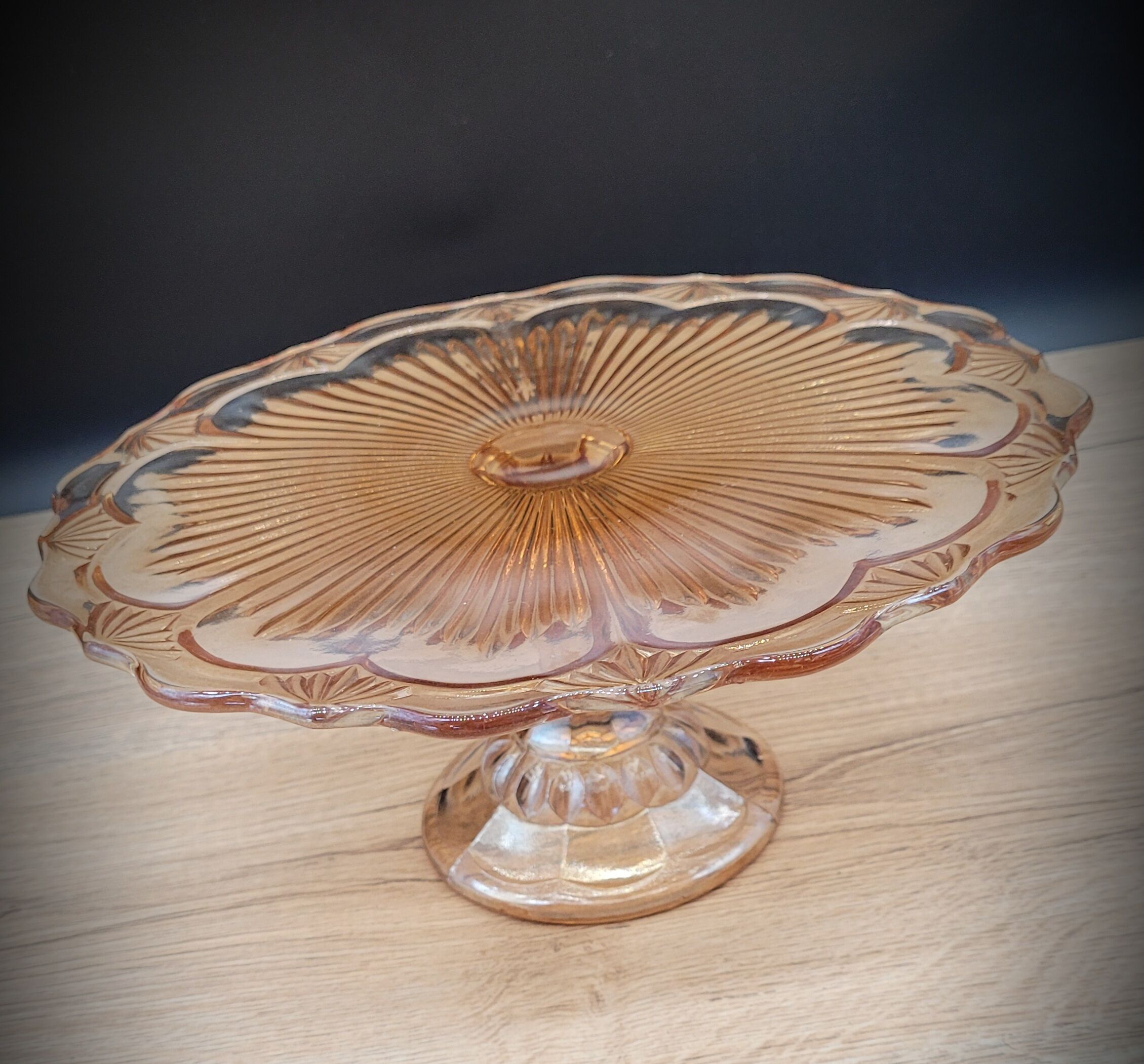 Pink molded glass pie dish