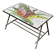 Vintage rectangular coffee table with ceramic inlaid flowers and steel.