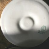 6 oyster plates decorated large fire, Orchies Moulin de loups, ceramic enamelled green