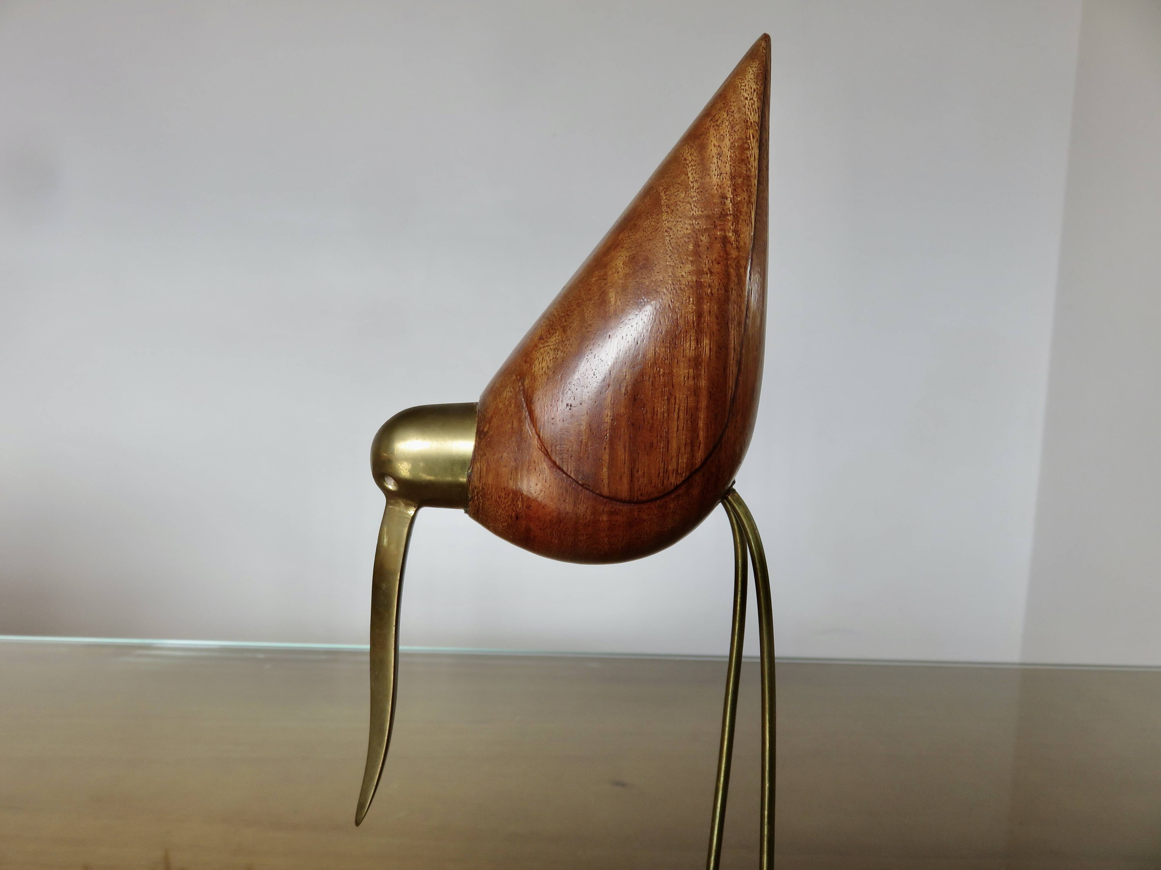 Scandinavian heron in teak and brass 1970