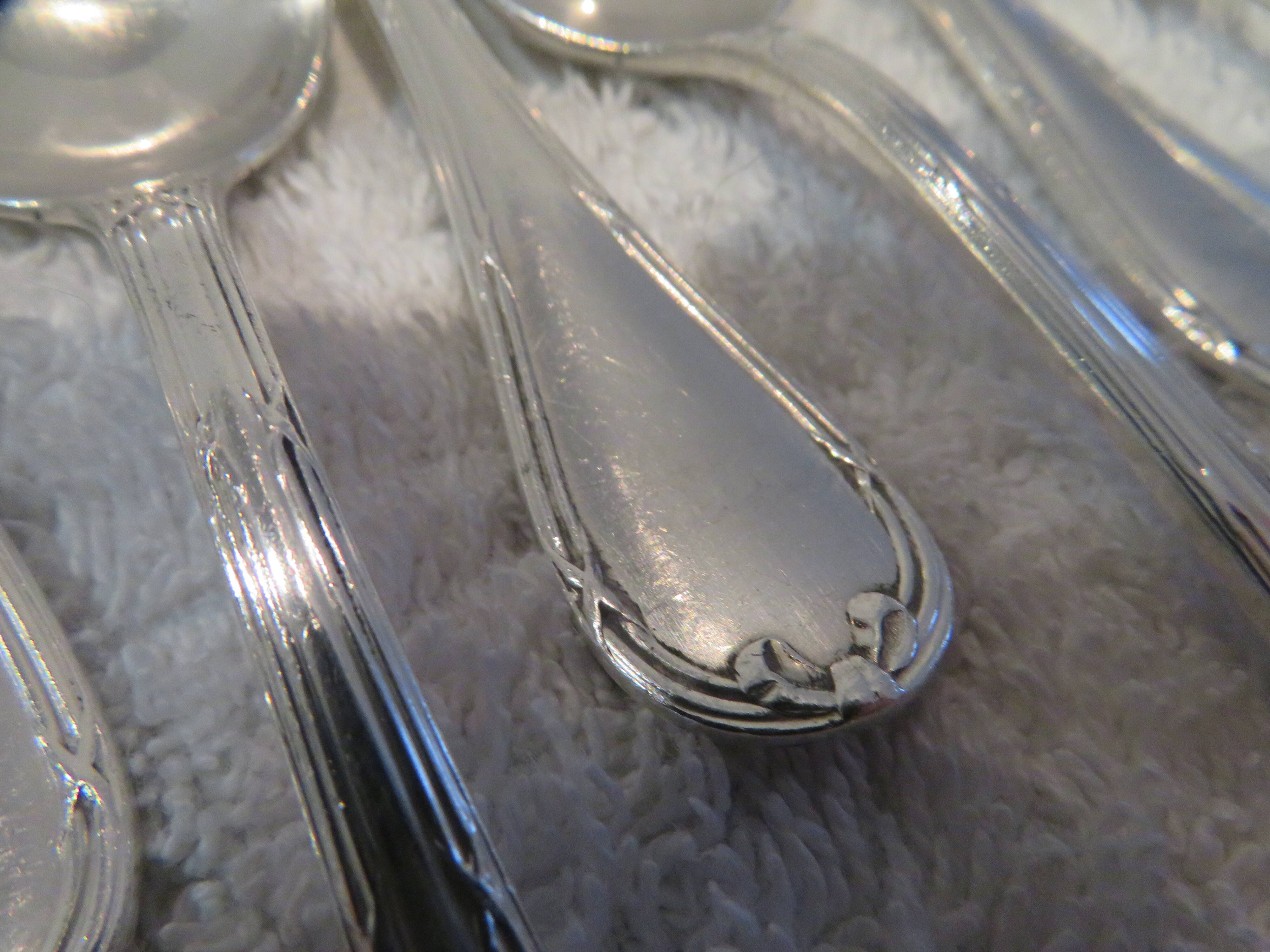 10 silver-plated coffee spoons by Christofle Rubans Louis XVI