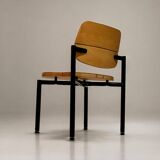 Martin Stoll - Set of four beech and black metal chairs - c. 1975