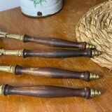 Couverts de service authentiques en laiton et bois