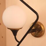 Pair of Italian sconces made of metal, opaline and brass