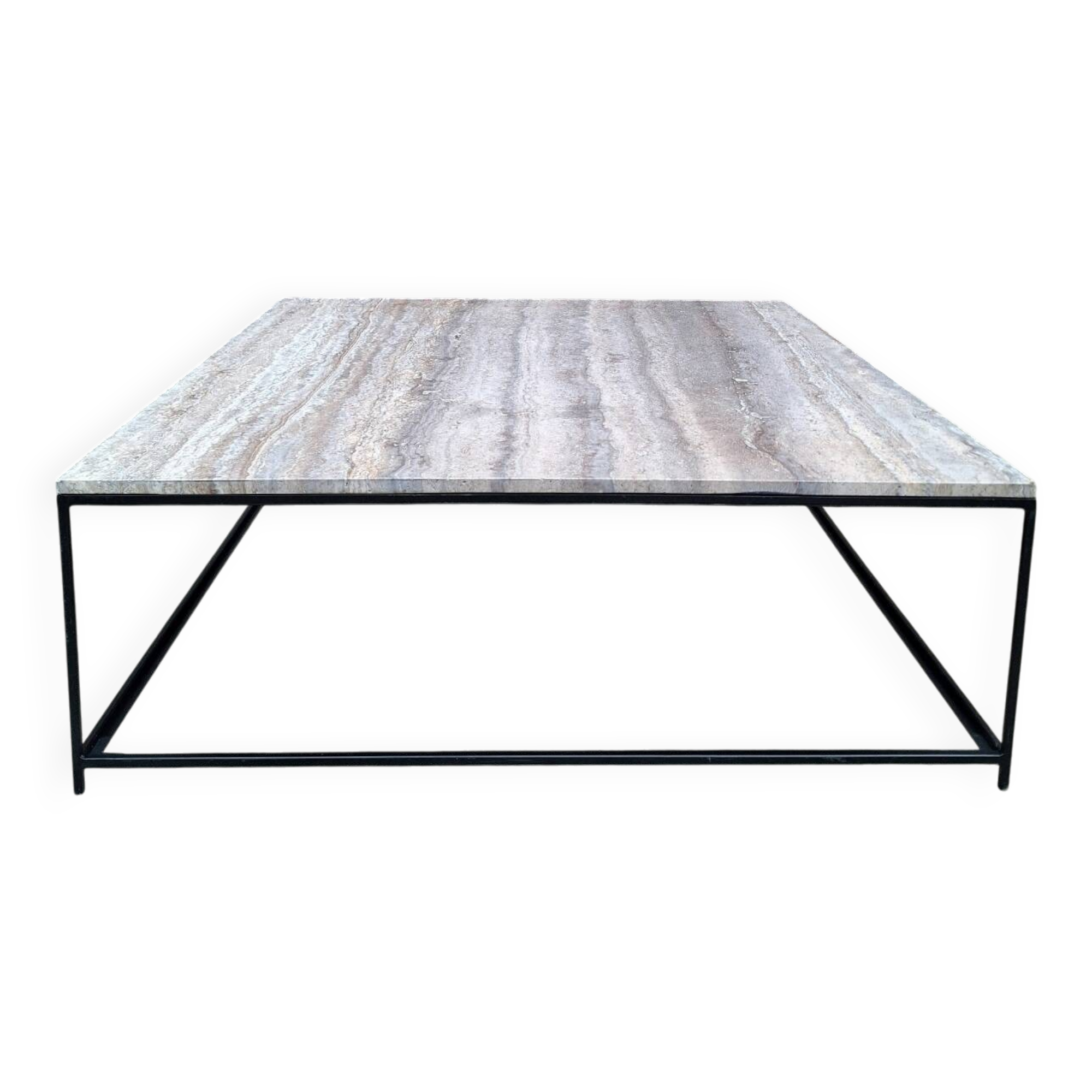 Mahaut coffee table with grey travertine top AMPM, large designer piece.