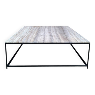 Mahaut coffee table with grey travertine top AMPM, large designer piece.