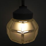 Art deco hanging lamp with octagonal frosted glass shade