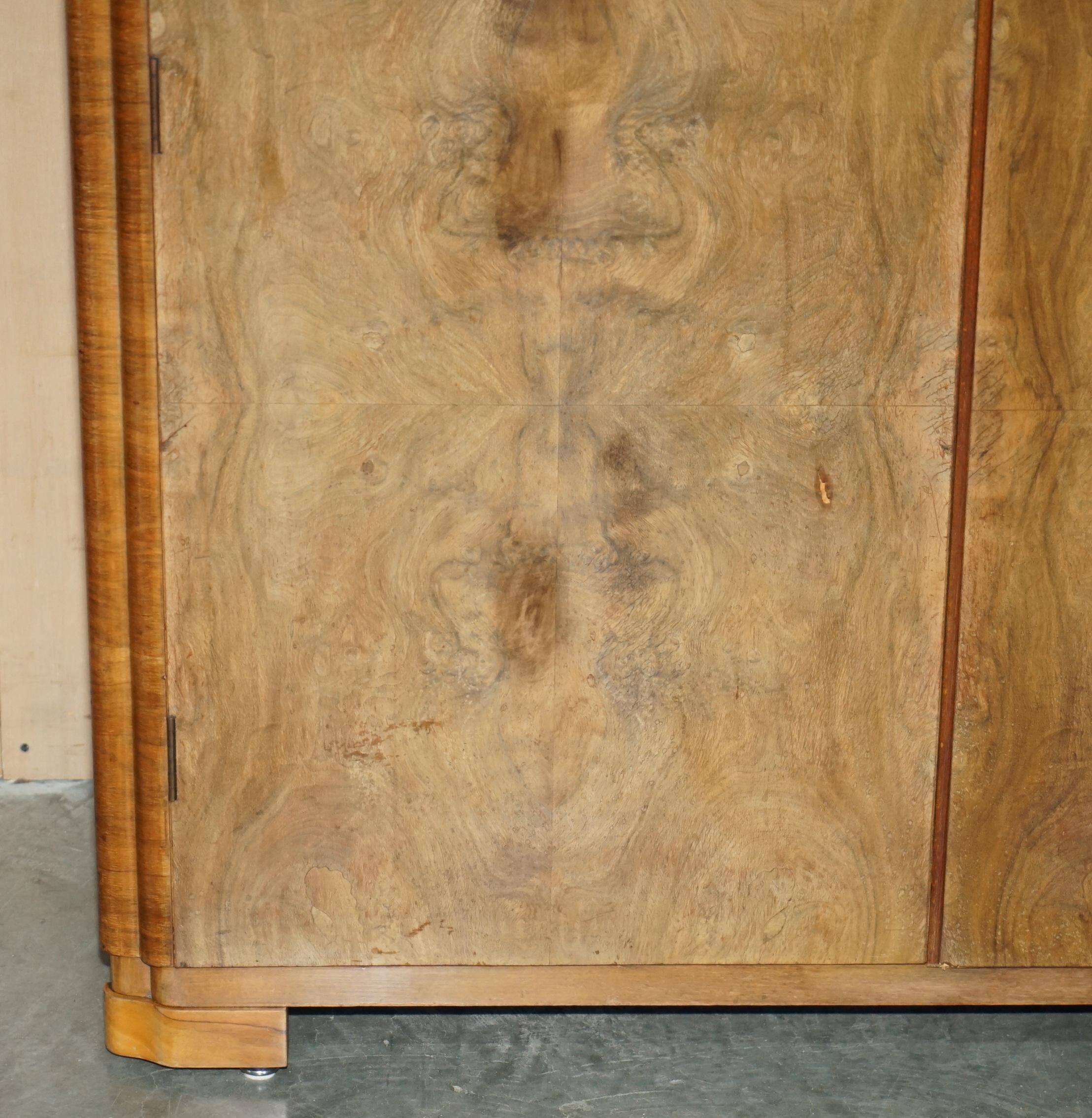 Double Art Deco wardrobe in satin walnut circa 1930