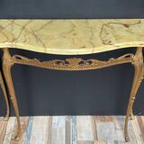 Console vintage en onyx et métal doré