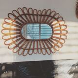 Flower rattan mirror