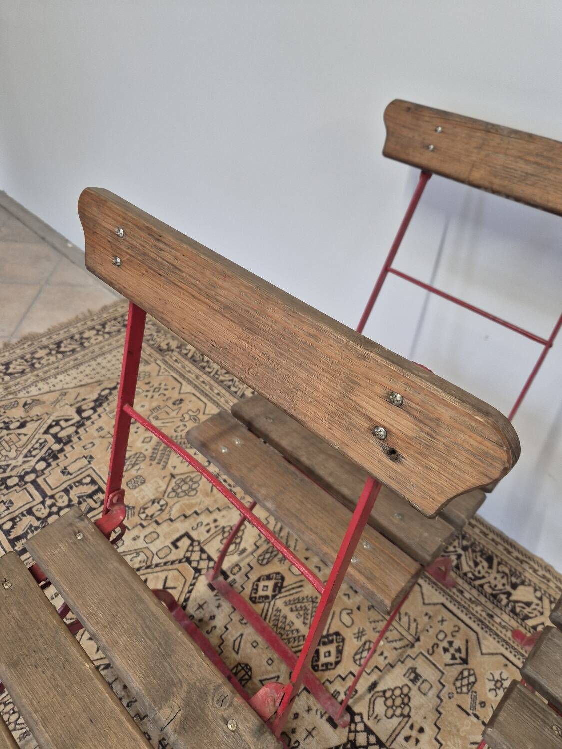 Set of 4 folding chairs for old bistro, guinguette, brasserie