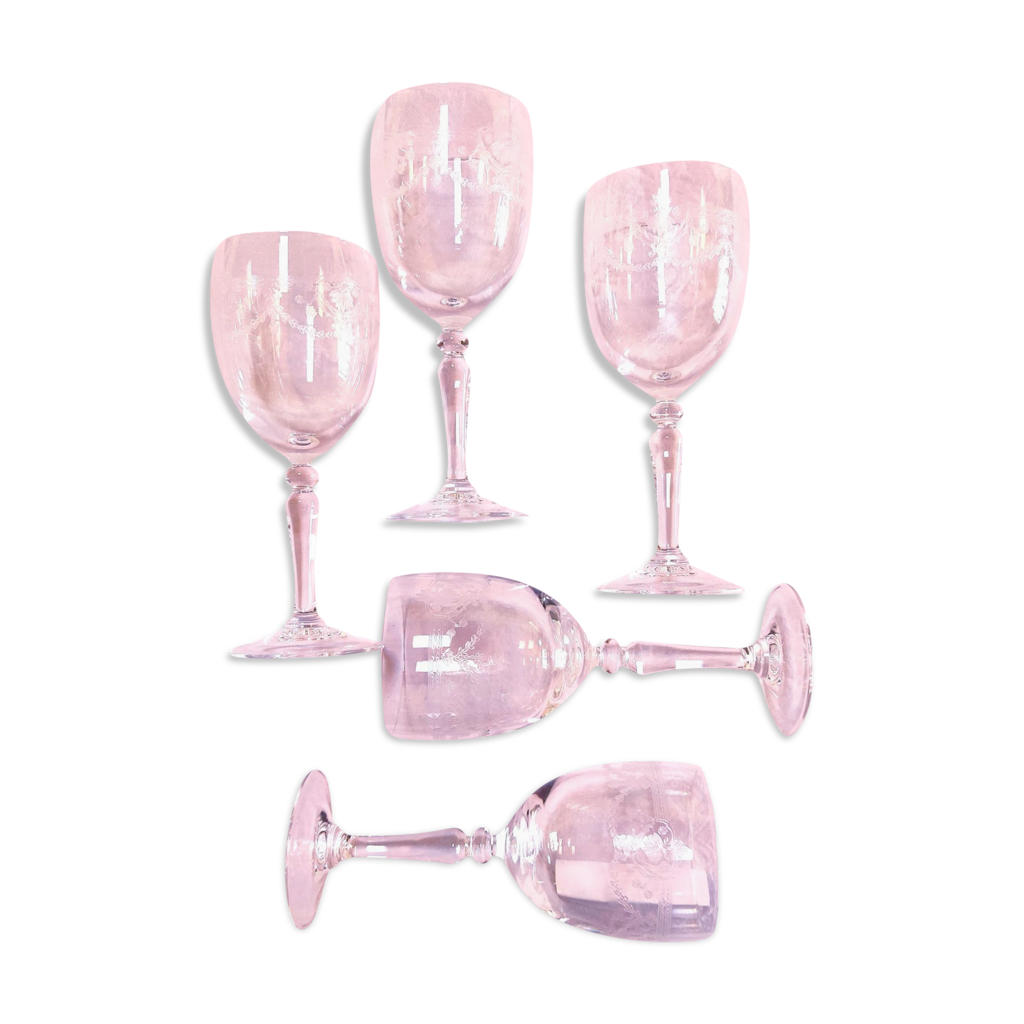 5 verres à pied en cristal anciens Cristal d'Arques, modèle Dampierre |  Selency