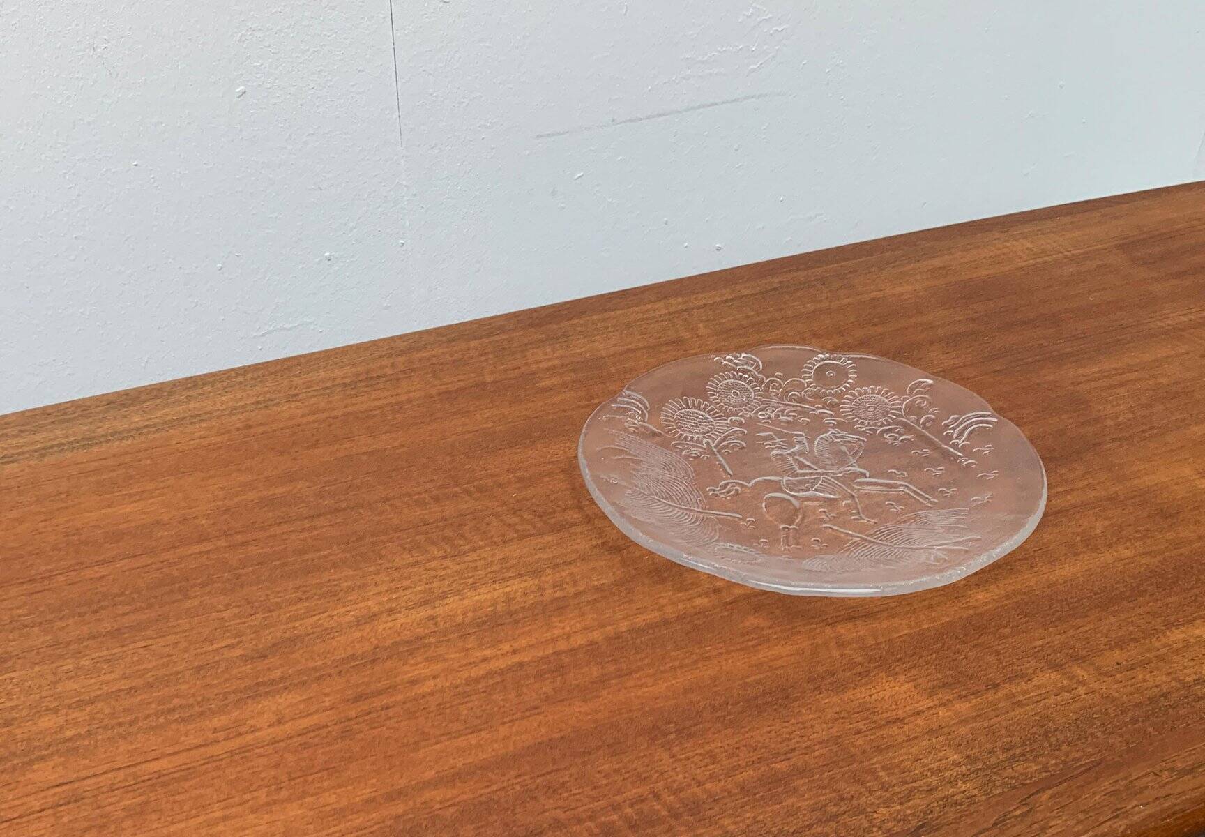 Vintage Swedish glass plate Doran by Goran Warff for Kosta Boda