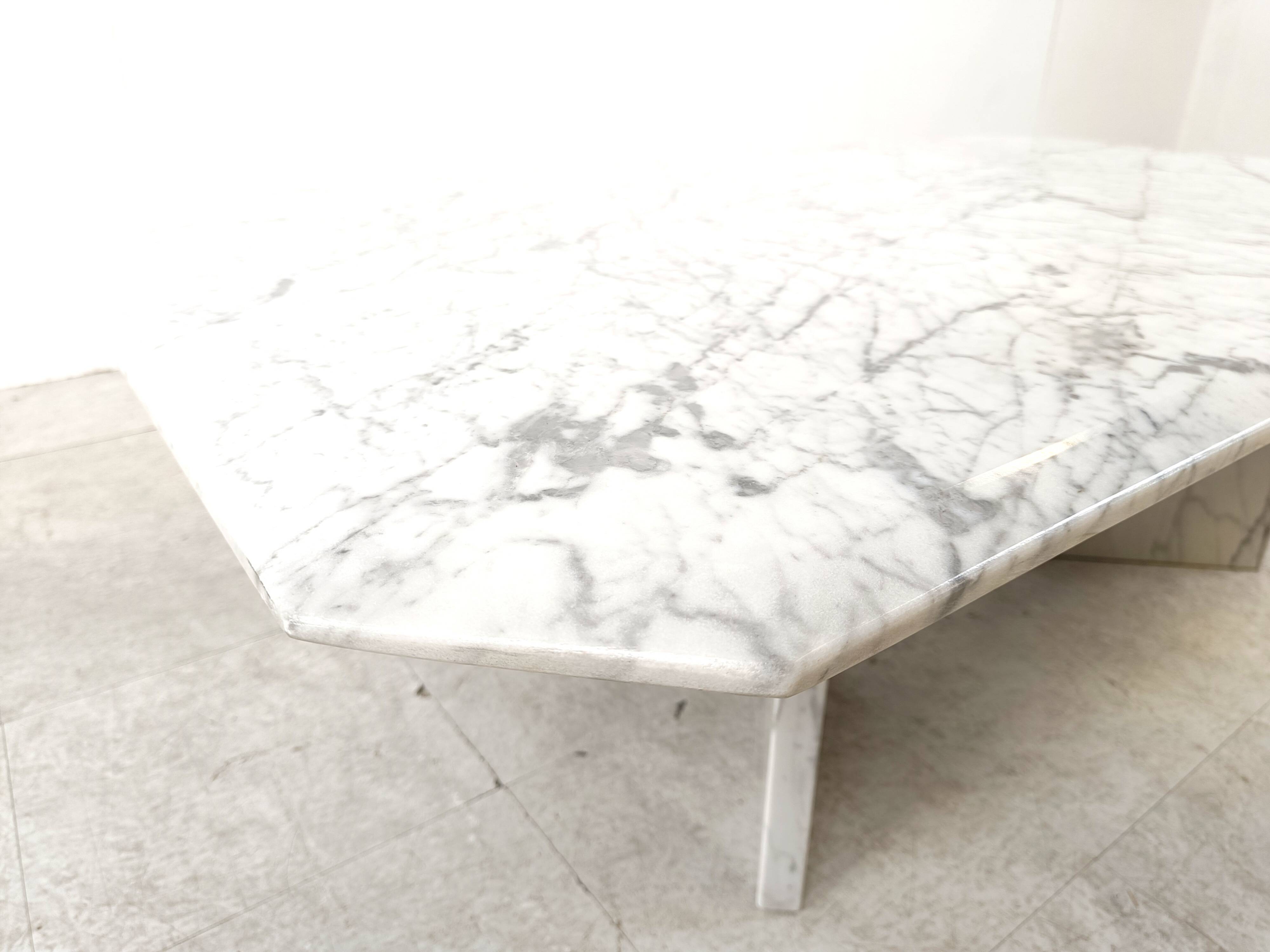 Vintage white marble coffee table, 1970s