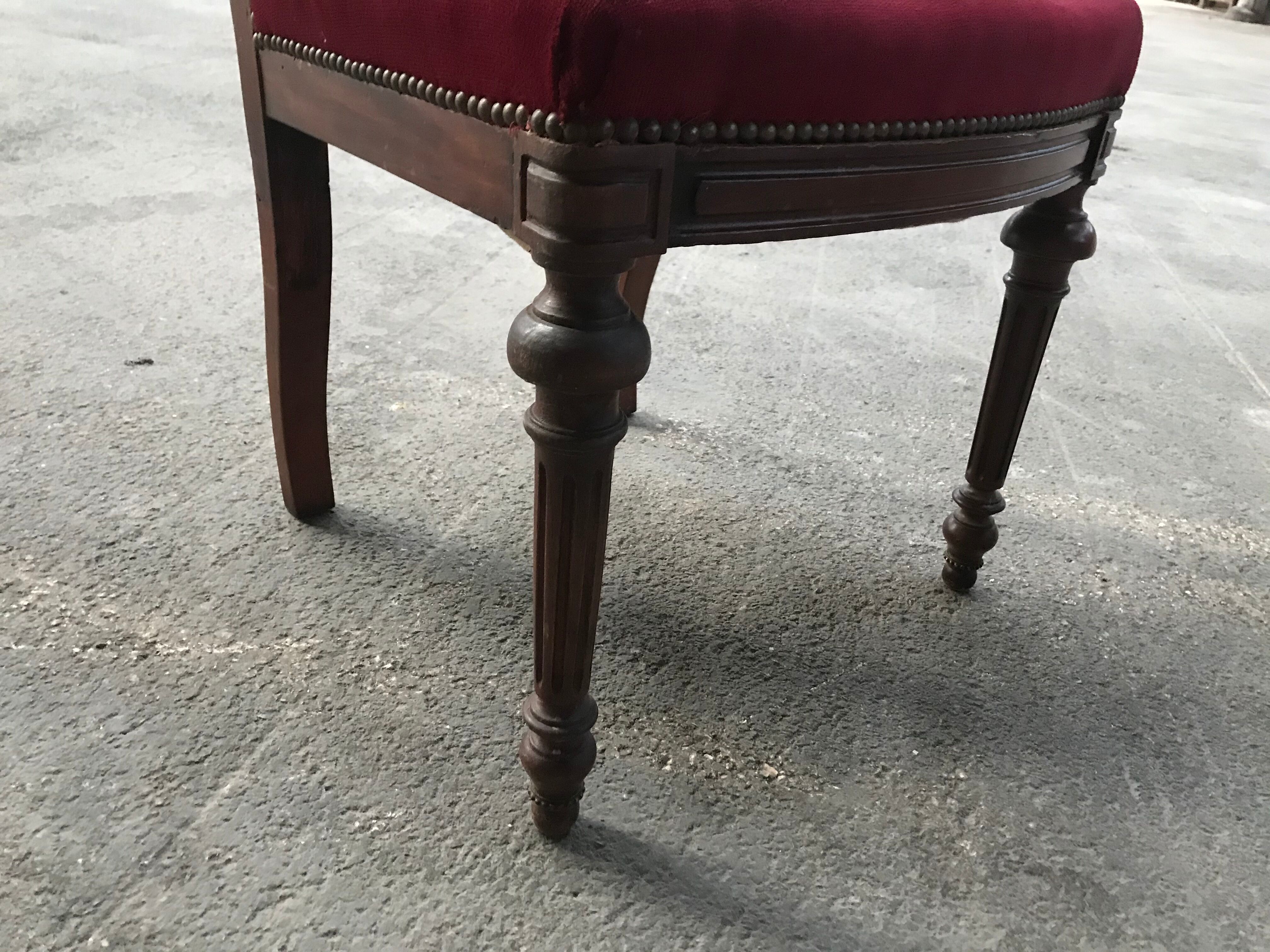 Suite of 6 red velvet chairs Napoleon III