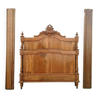 Superb bed 2 places in walnut Louis XVI