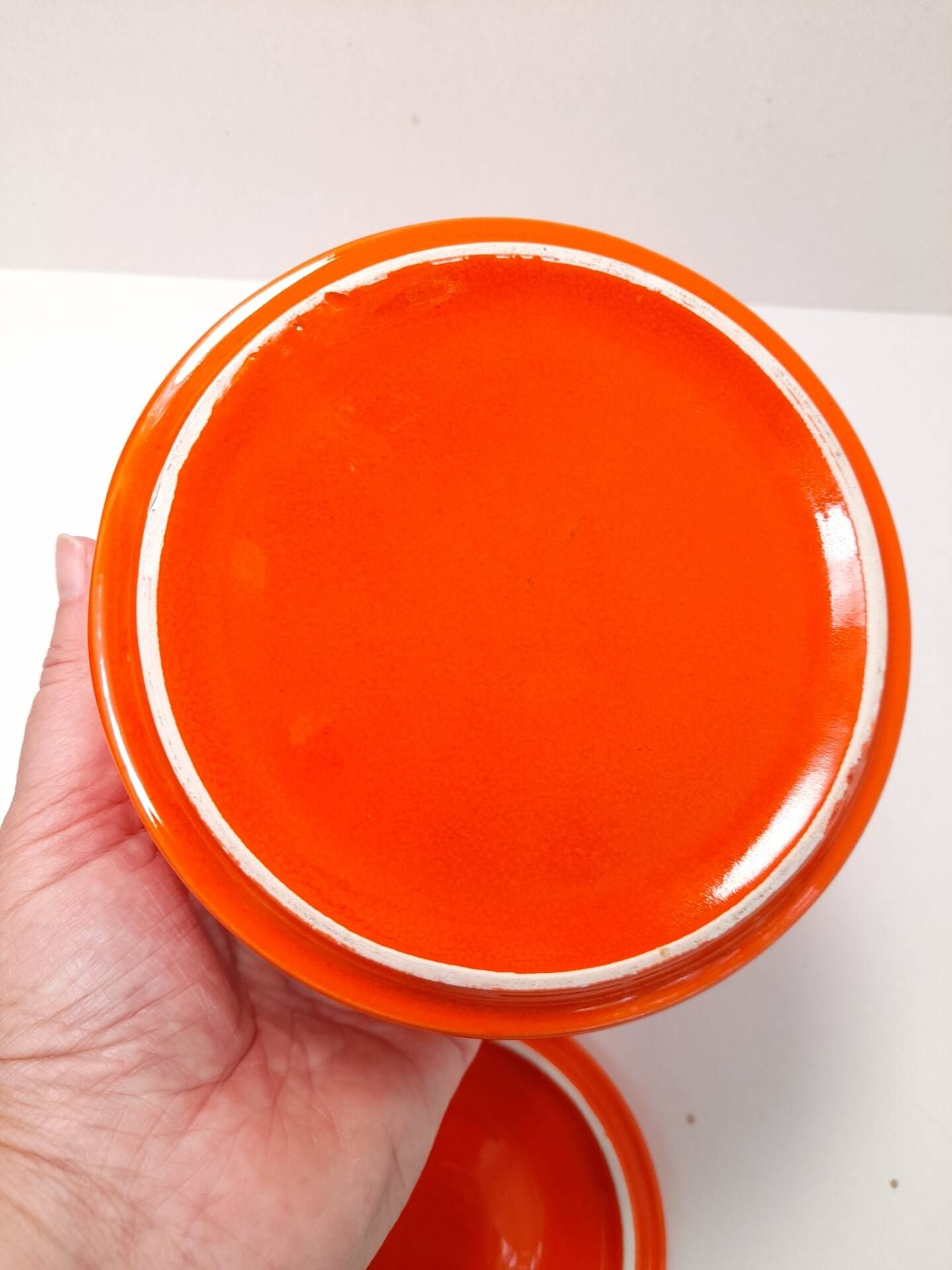 Orange ceramic box Pino Spagnolo for Sicart