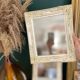 Set of two pretty mirrors in white, beige, and gold tones. Bohemian