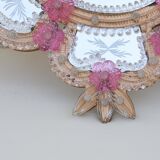 Exceptional Vintage Pink Murano Glass Wall Mirror