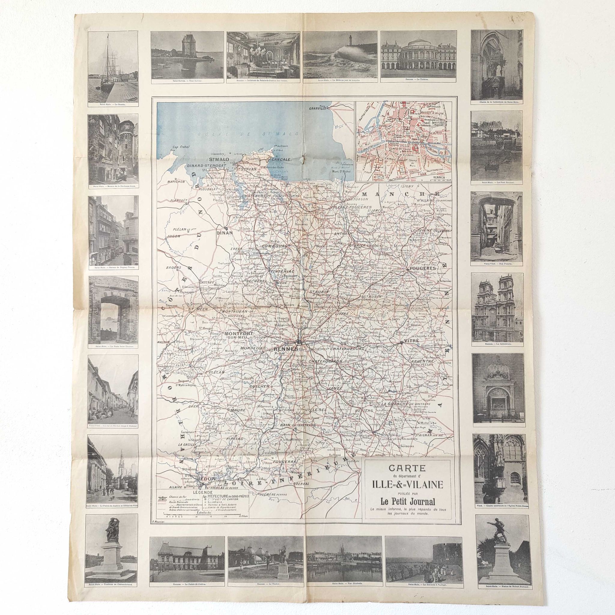 Carte ancienne France Bretagne Rennes St Malo