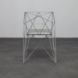 4x Geometric Wire Frame Dining Chairs, Rare