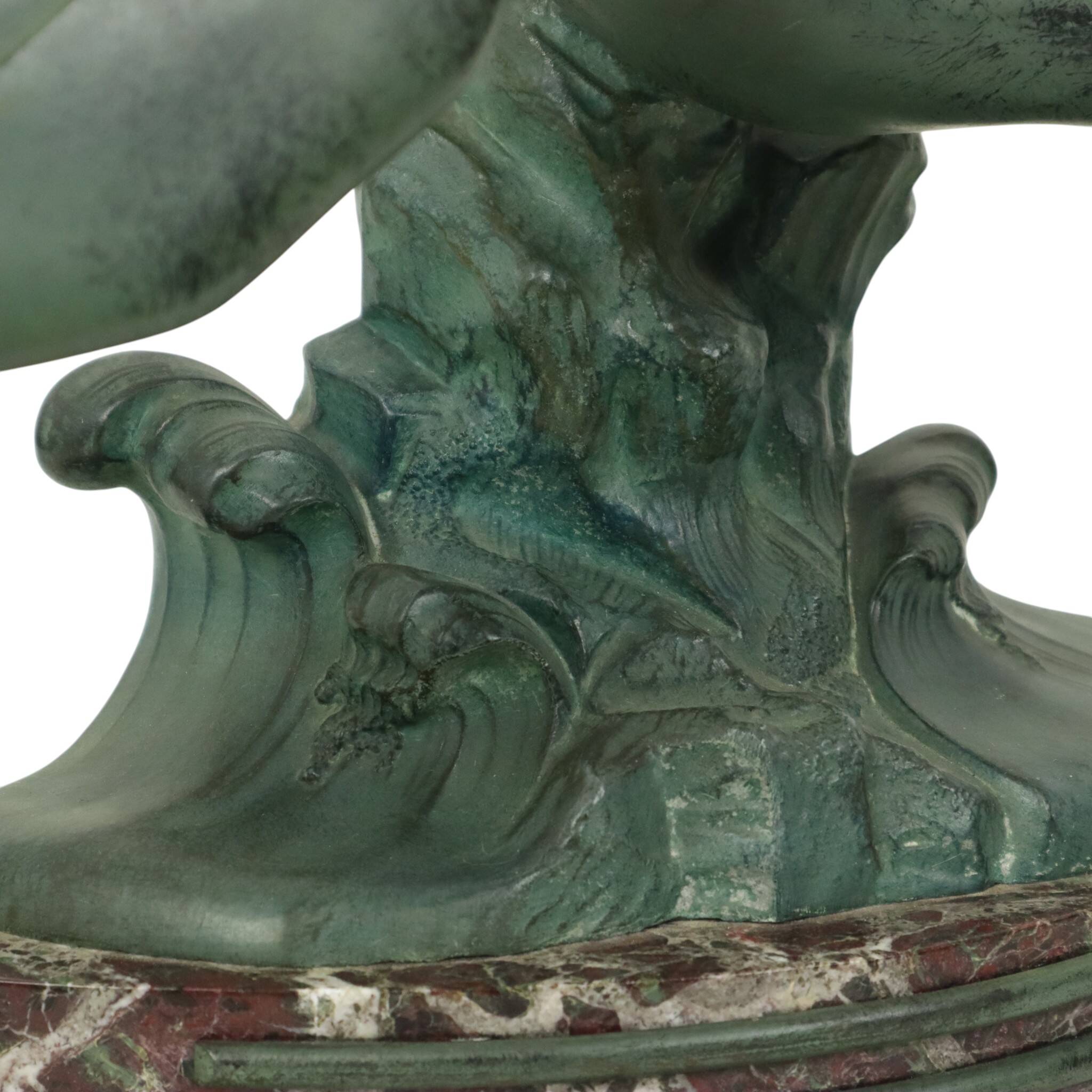 Sculpture Art Déco Goéland sur Socle en Marbre Patine Bronze 51 cm
