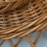 Large vintage mirror, round with wicker frame