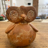 Vase céramique en grès marron figure de chouette