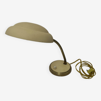 Lampe de bureau beige et métal doré, 1950-1960