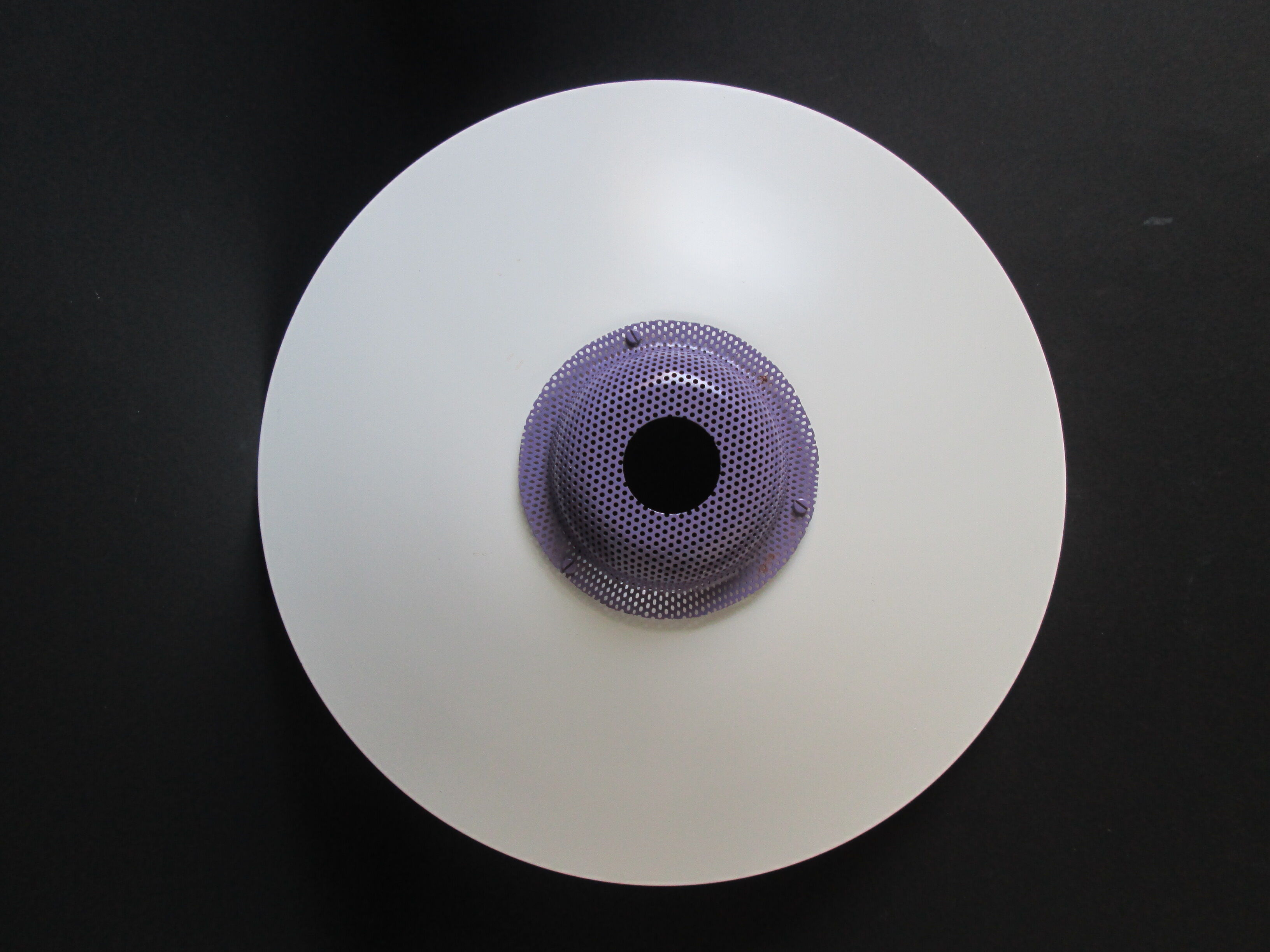 Dansk design white/purple 1980s pendant lamp by Danish Jeka Metaltryk