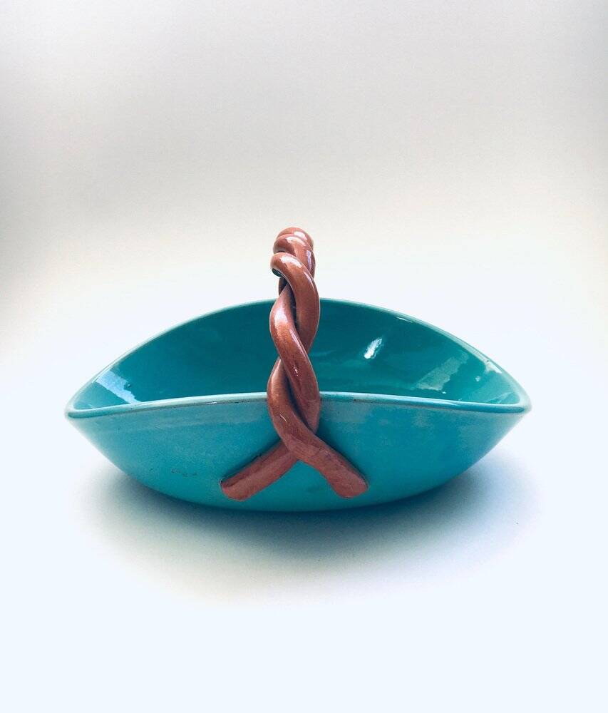 Vintage studio art pottery candy bowl by Alexandre De Wemmel, Belgium, 1950s.