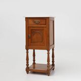Art Deco nightstand in oak with Carrara marble top, France 1930s