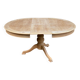 Extendable round dining table with central leg, renovated in raw wood, 20th century