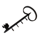 Old wall key holder in the shape of a vintage metal key 4 hooks