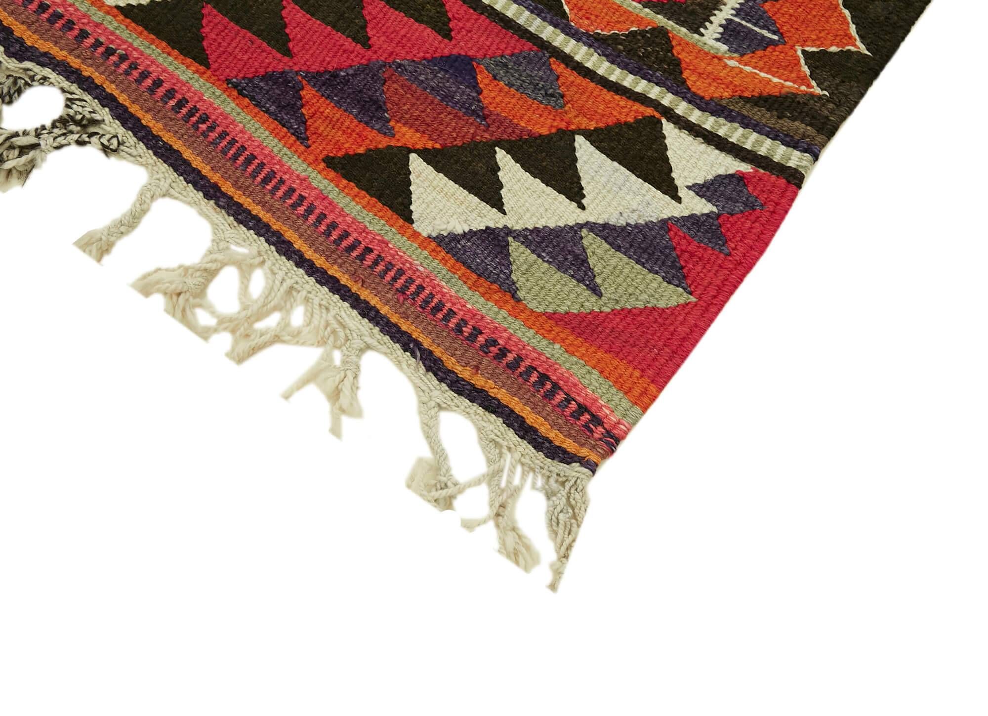 Turkish Handwoven Vintage Herki Kilim 90 cm x 348 cm