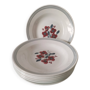 7 assiettes creuses Salins - bleu