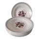 7 Salins Odile soup plates – raspberry flowers & blue border