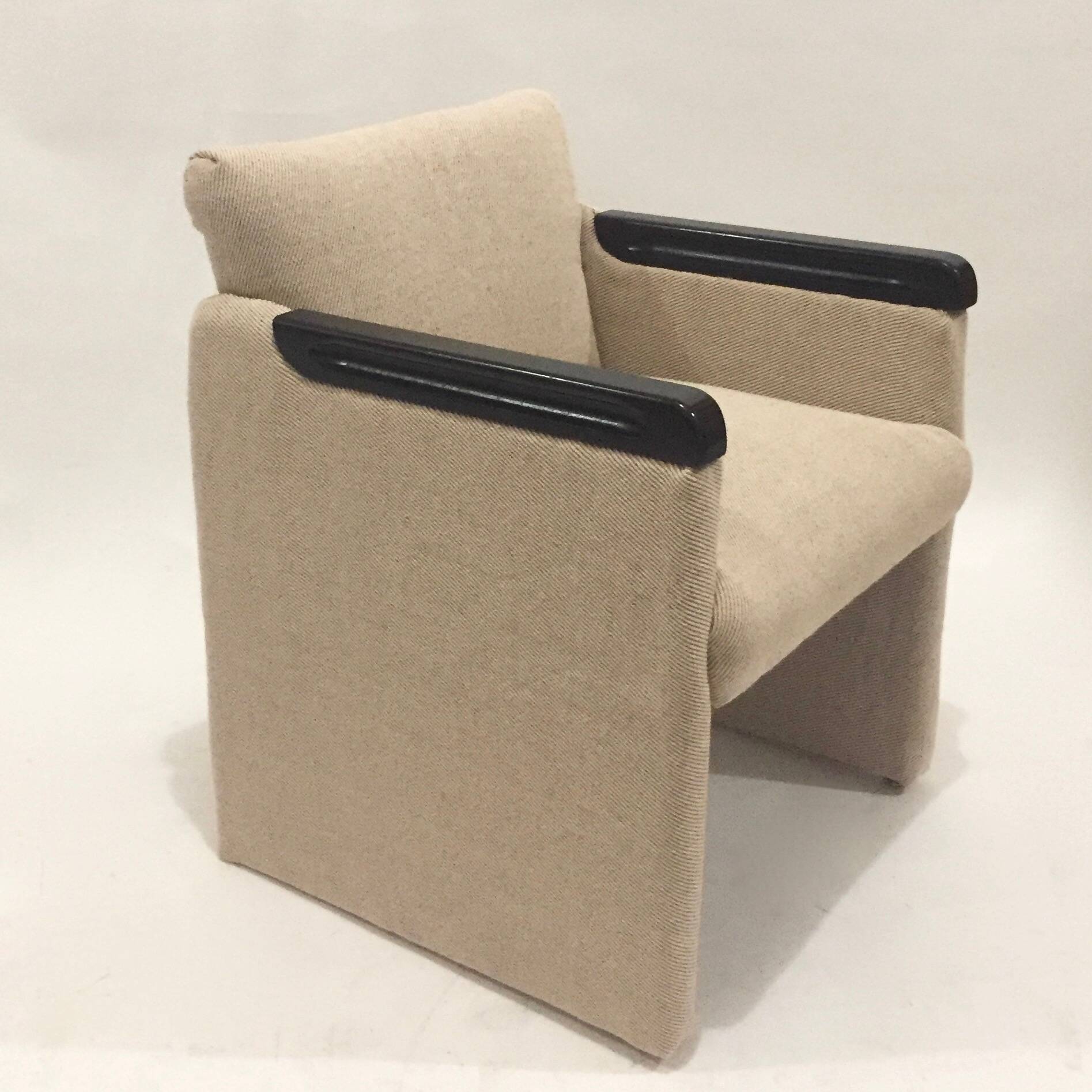 Reupholstered 1980s armchair