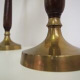 Mahogany Hat Lamps, Brass and Cotton of Abat Day, 1950s, Set of 2