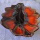 Ceramic fruit cup of vallauris jasped colors red tones brown leaf shape
