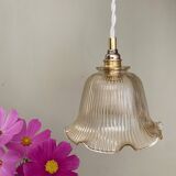 Vintage tulip pendant light in amber glass