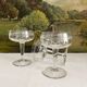 3 antique crystal champagne coupes with engraved decoration