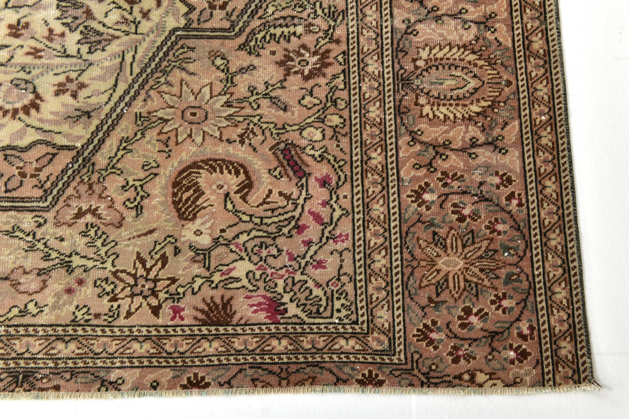 6x8 Madallion Pattern Cream & Salmon Persian Rug, 196x260Cm