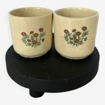 Paire de coquetiers vintage - Céramique et motif fleuri