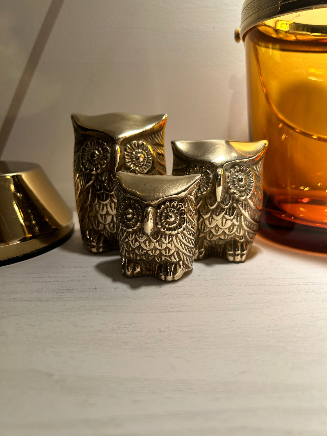 3 owls golden brass owl