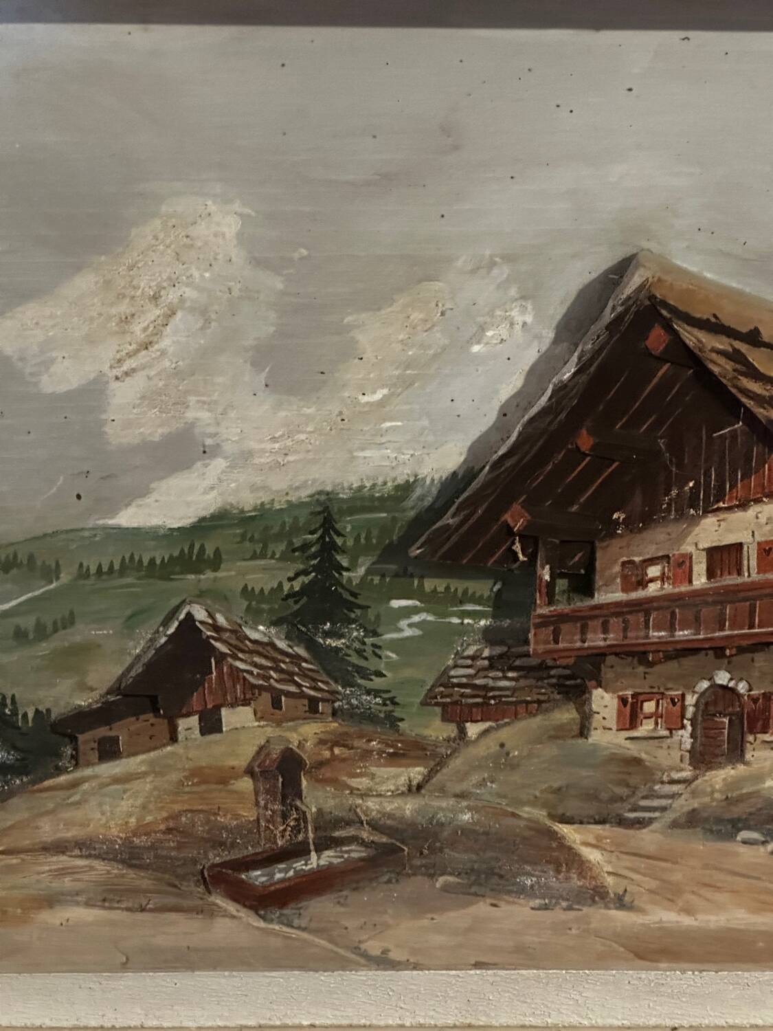 Alpine Table from the 1950s, carved and painted wood, signed by Francois Raugel - 4