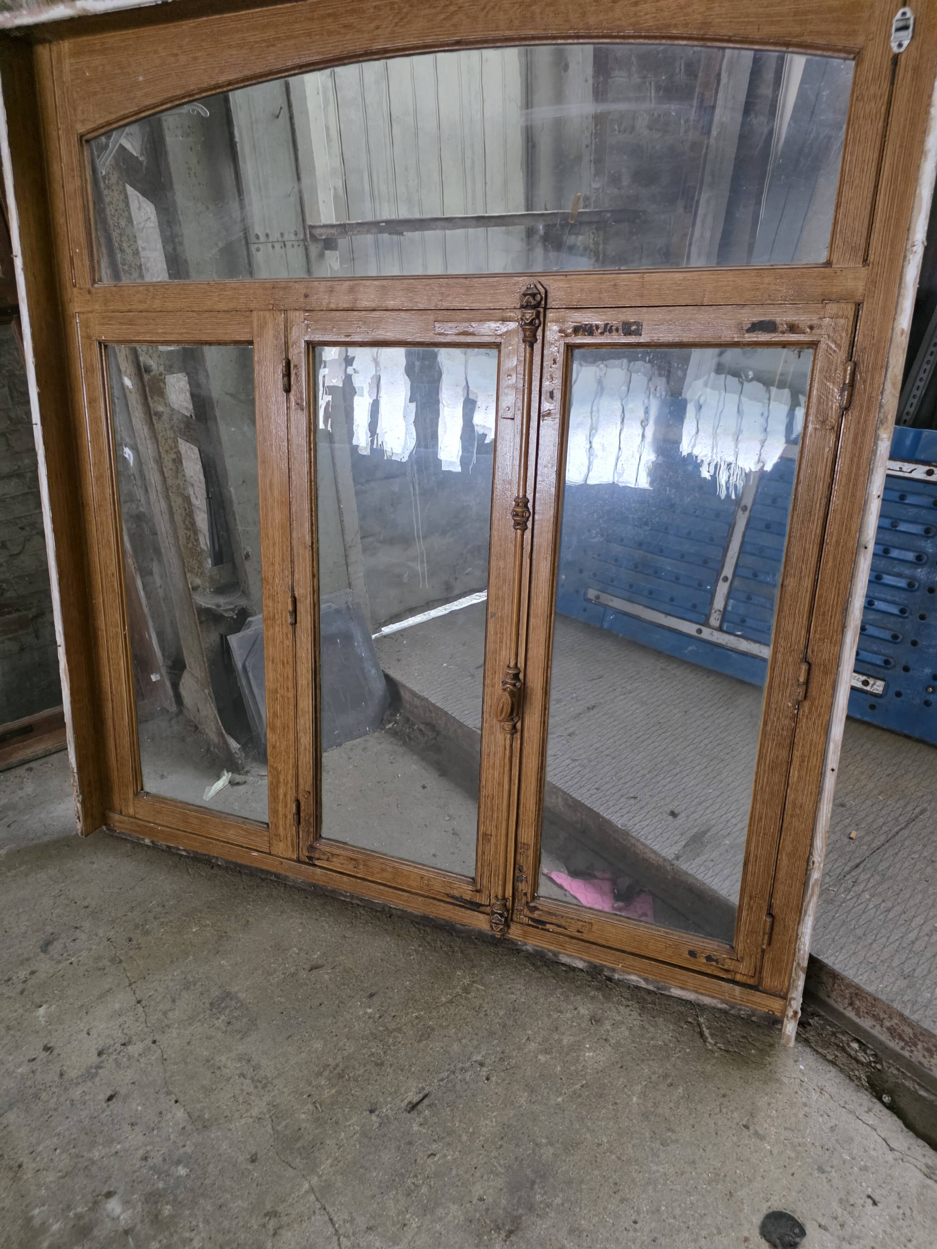 4 old solid oak windows from the early 20th century