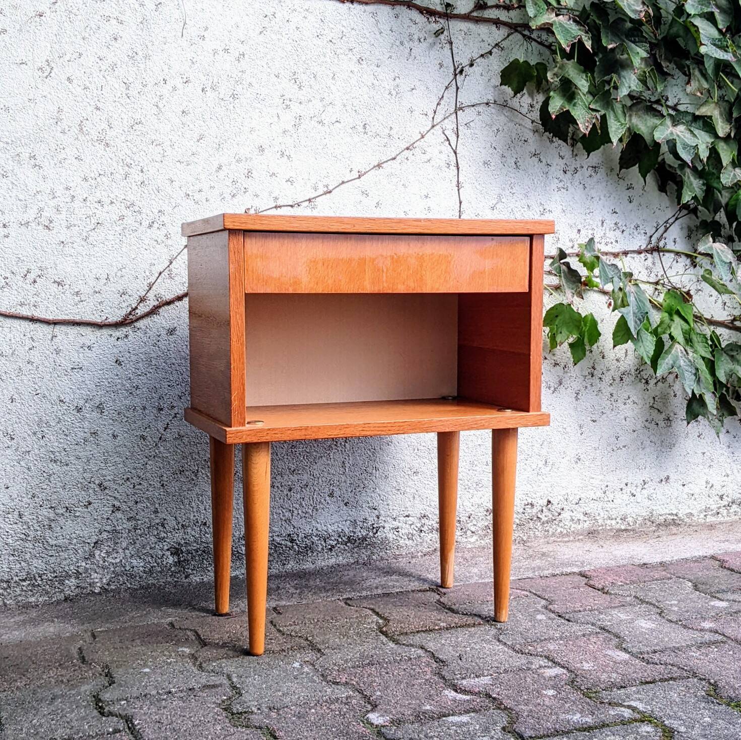 1960s spindle foot bedside table