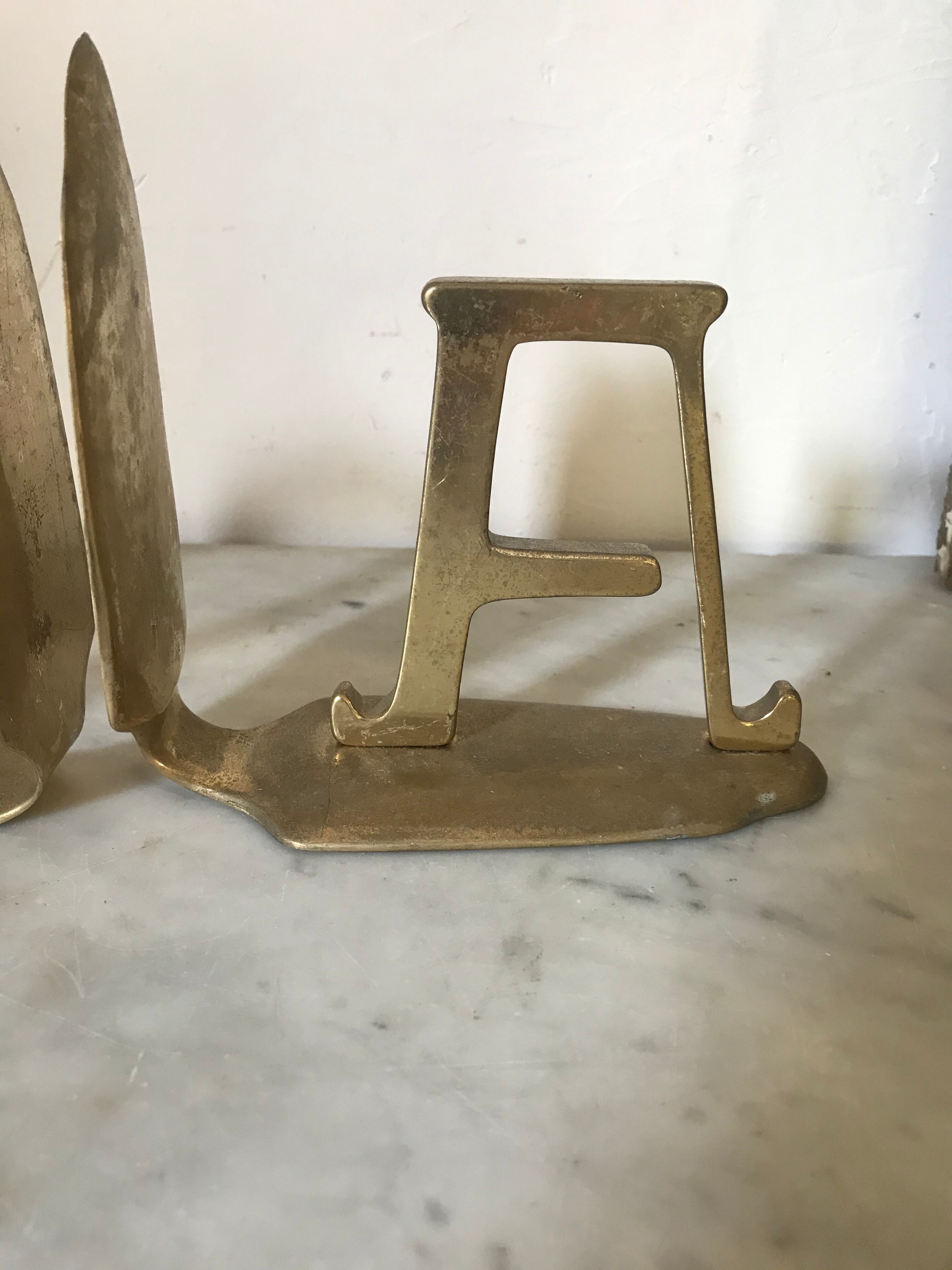 Pair of vintage brass bookends